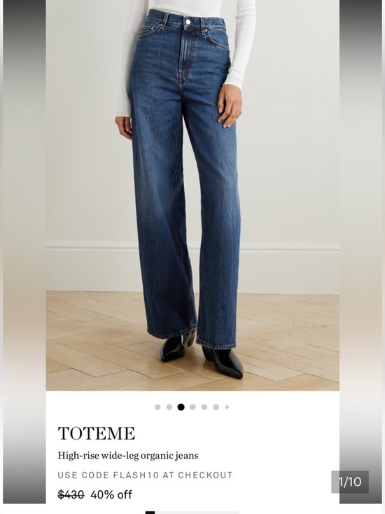 Toteme Denim - Toteme High-Rise Wide-Leg Jeans in Dark Blue Wash